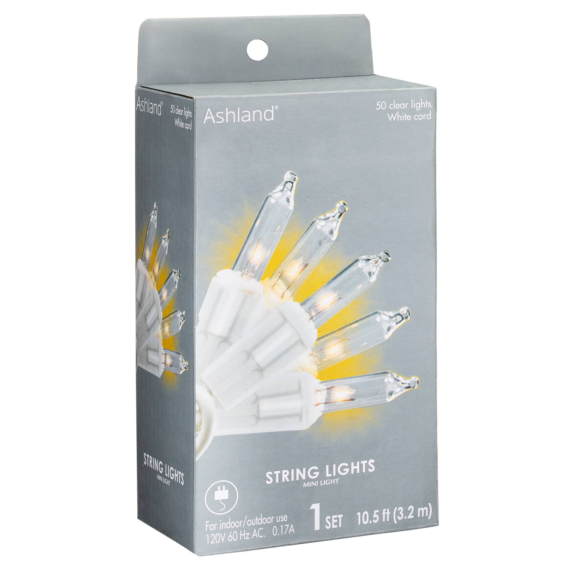 50ct. Clear Mini String Lights with White Cord by Ashland®